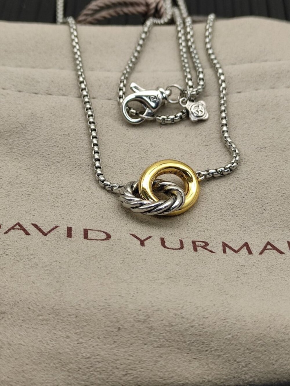 ✨ David Yurman Two-Tone Double Ring Necklace